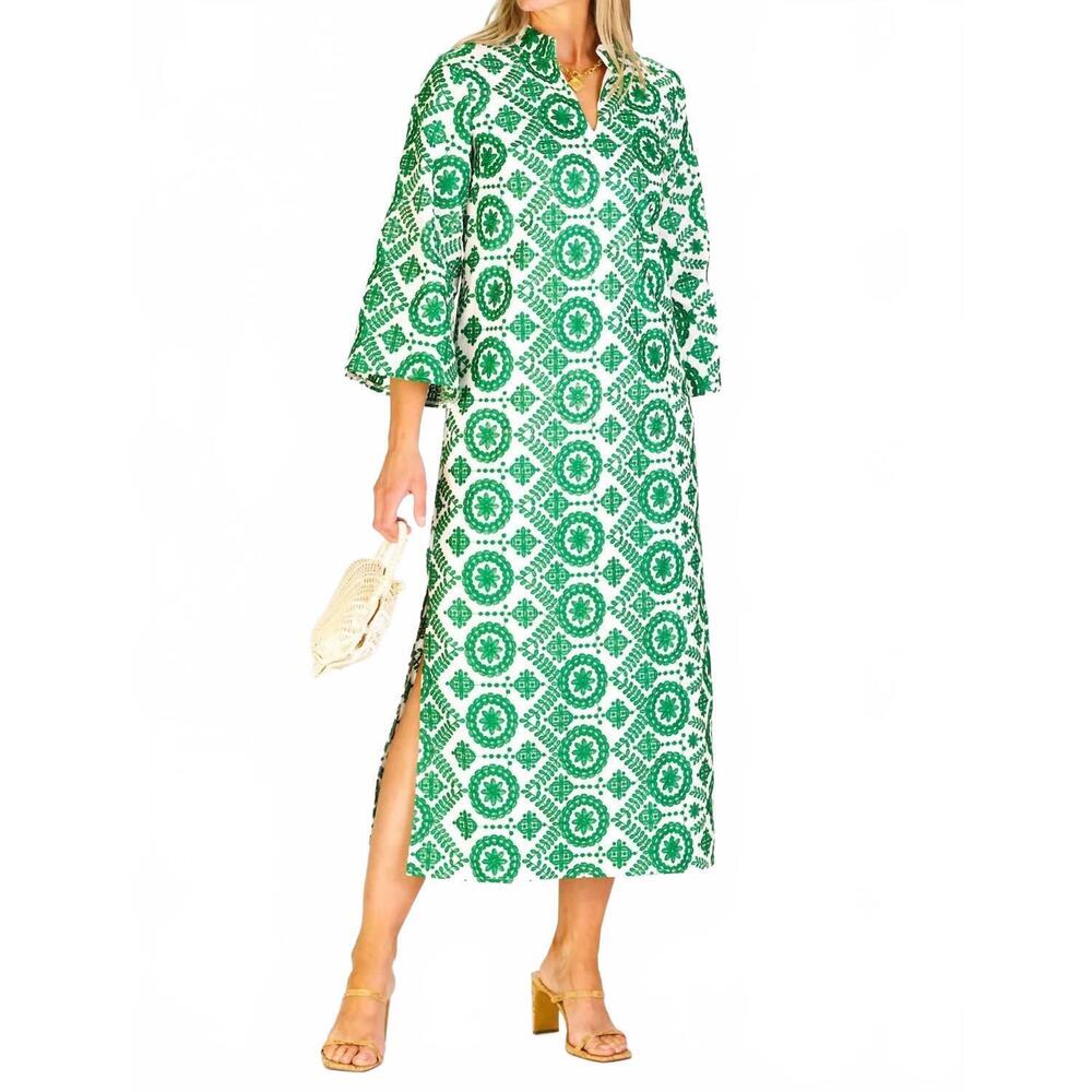 NEW DUFFIELD LANE isla dress in emerald vine
